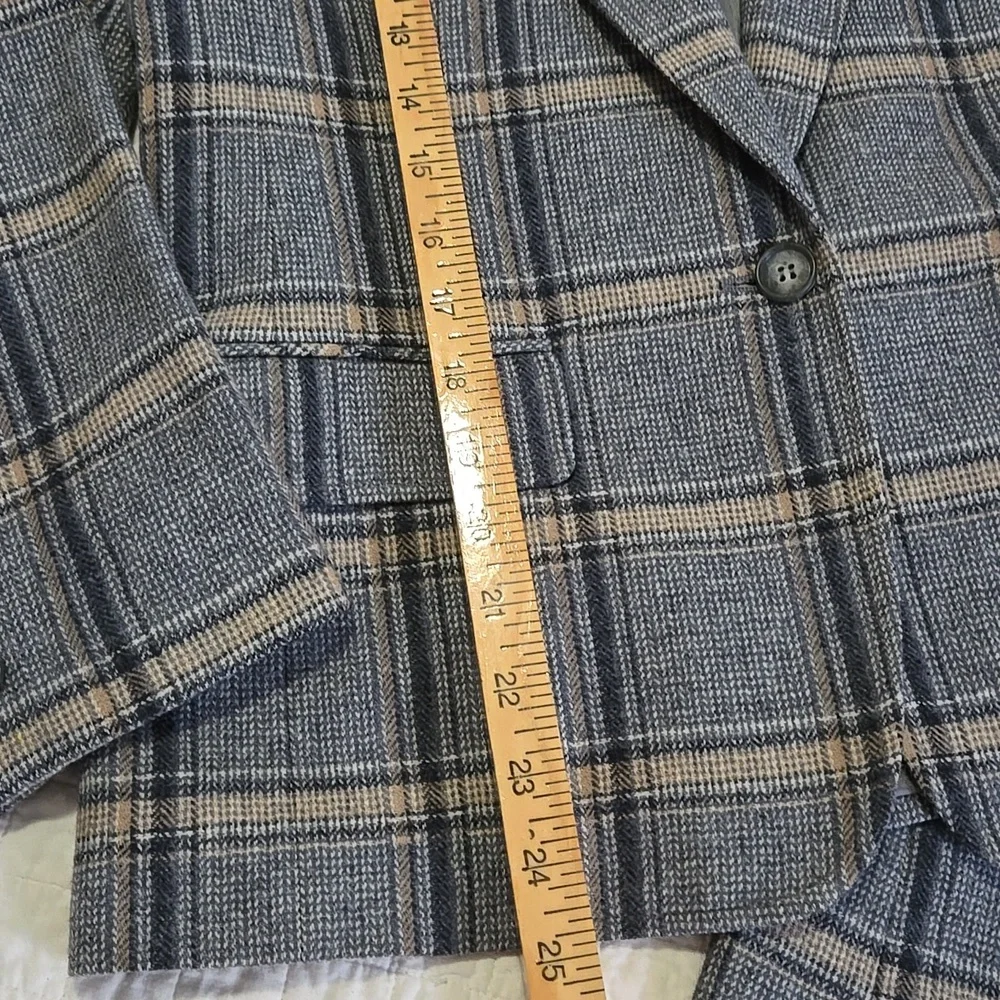 Pendleton Vintage Virgin Wool Gray  Cream Plaid Blazer and Skirt Set Womens 14 - Picture 5 of 13